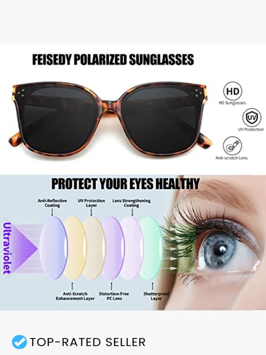 Oversized Square Polarized Sunglasses UV400 Protection Retro Vintage Sun